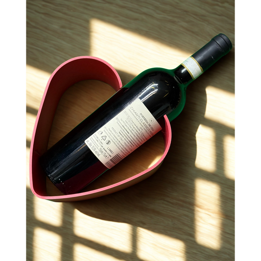Heart-Shaped ❤️  Wine Bottle Holder – 3D Printed Red PLA Stand