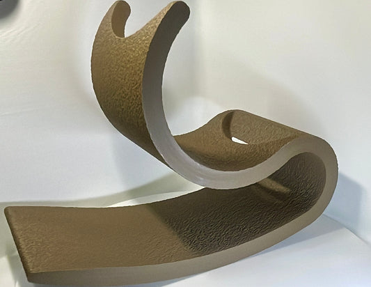 Rustic Brown Balancing Wine Bottle Holder – Fuzzy Wood-Texture S-Curve Stand – 3D Printed Floating Minimalist Wine Rack Gift