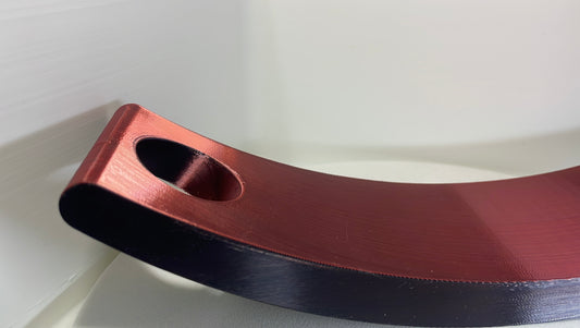 Metallic Red-Black Balancing Wine Bottle Holder – PLA Silk Floating Arc Stand – Shiny Modern Gift for Wine Lovers