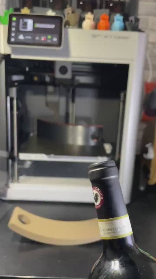 Rustic Brown Balancing Wine Bottle Holder – Textured Wood-Look Floating Arc Stand – 3D Printed Minimalist Wine Rack Gift