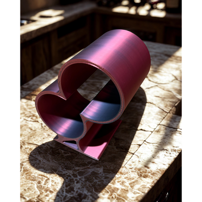 Sculptural Dual Wine Bottle Holder – Kinetic Balance in Silk Red & Black PLA | 3D Printed Modern Home Bar Accessory