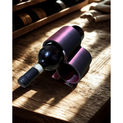 Sculptural Dual Wine Bottle Holder – Kinetic Balance in Silk Red & Black PLA | 3D Printed Modern Home Bar Accessory